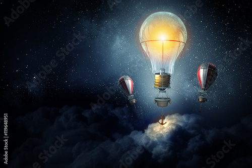 Fotografie Aerostats flying high . Mixed media