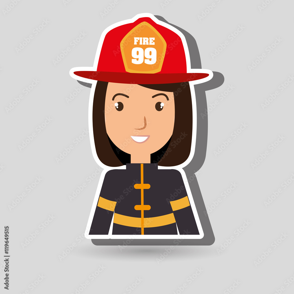 woman fire helmet mask vector illustration graphic