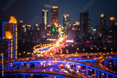 Aerial View of Shanghai overpass at Night