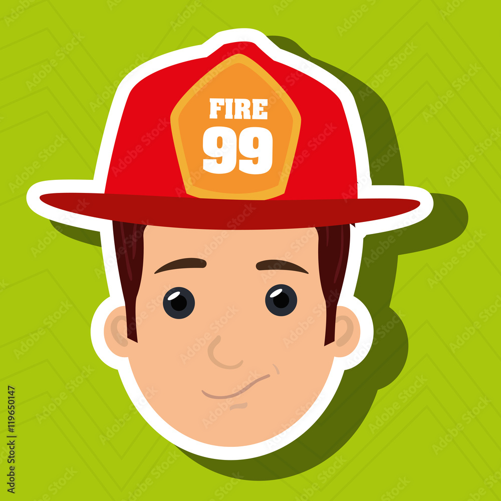 firefighter man service fire vector illustration graphic