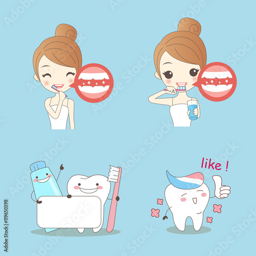 cartoon woamn with teeth brush