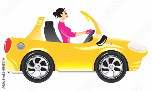 Beautiful girl driving car