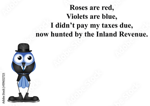 Comical Inland Revenue poem on white background 