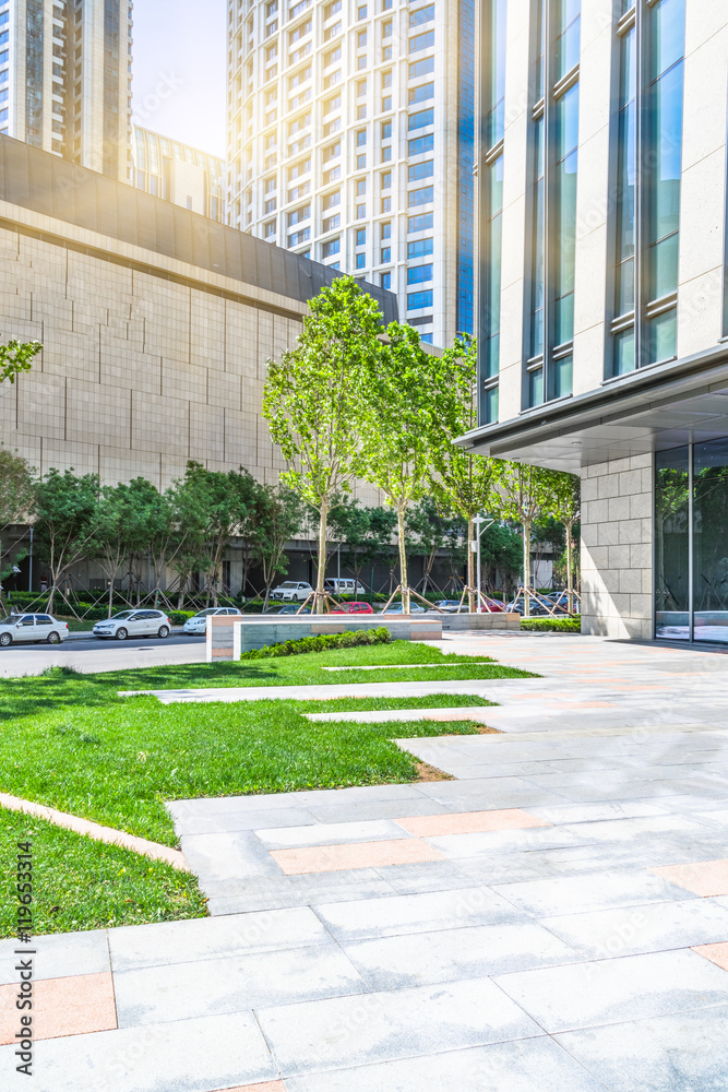 modern building outdoors with green lawn