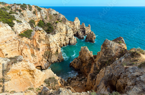 Atlantic rocky coastline (Algarve, Portugal).