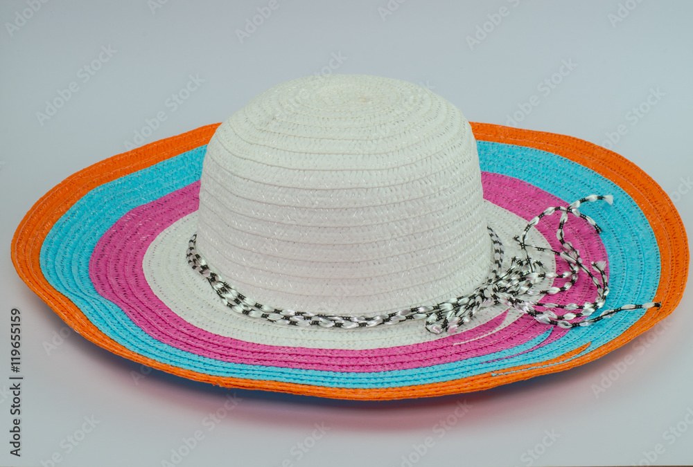 loppy beach hats in various colors on white background loppy beach hats in various colors on white background