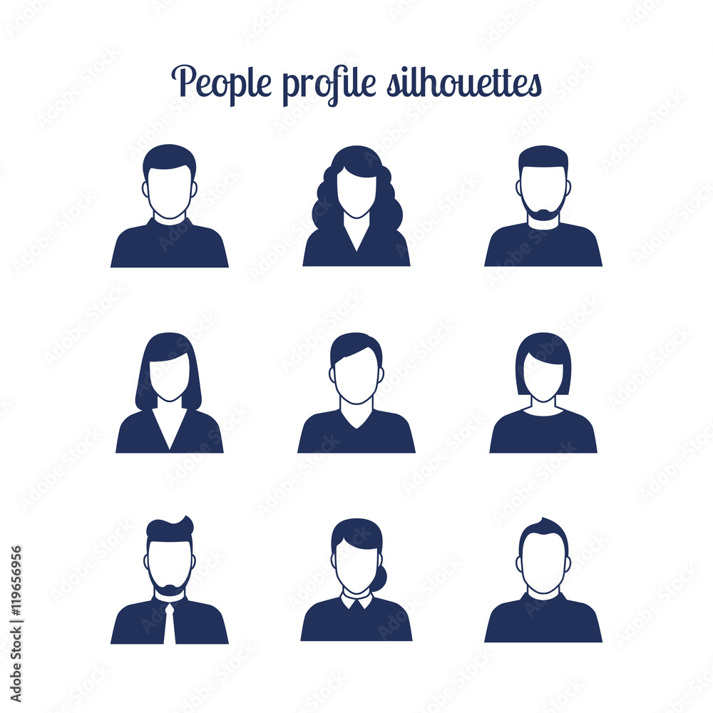 People profile silhouettes icons set. Vector illustration People profile silhouettes icons set. Vector illustration
