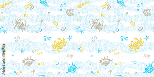 Vector seamless pattern with sea elements.
