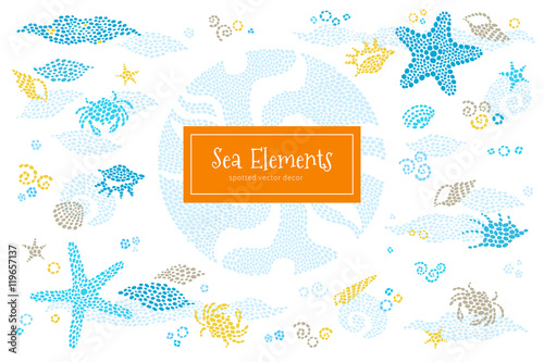 Vector set of tropical sea elements.