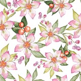 Blooming garden. Floral seamless pattern. Watercolor painting 7