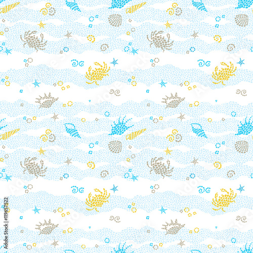 Vector seamless pattern with sea elements.