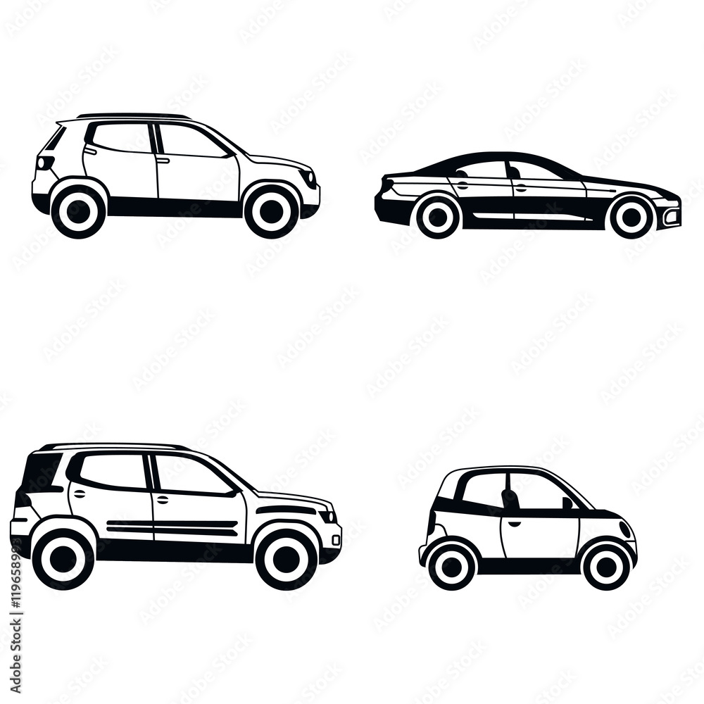Car type in simple style on white background