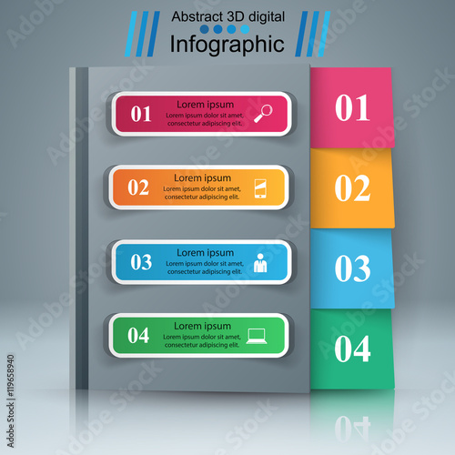 Notepad, notebok icon. Abstract infographic. photo