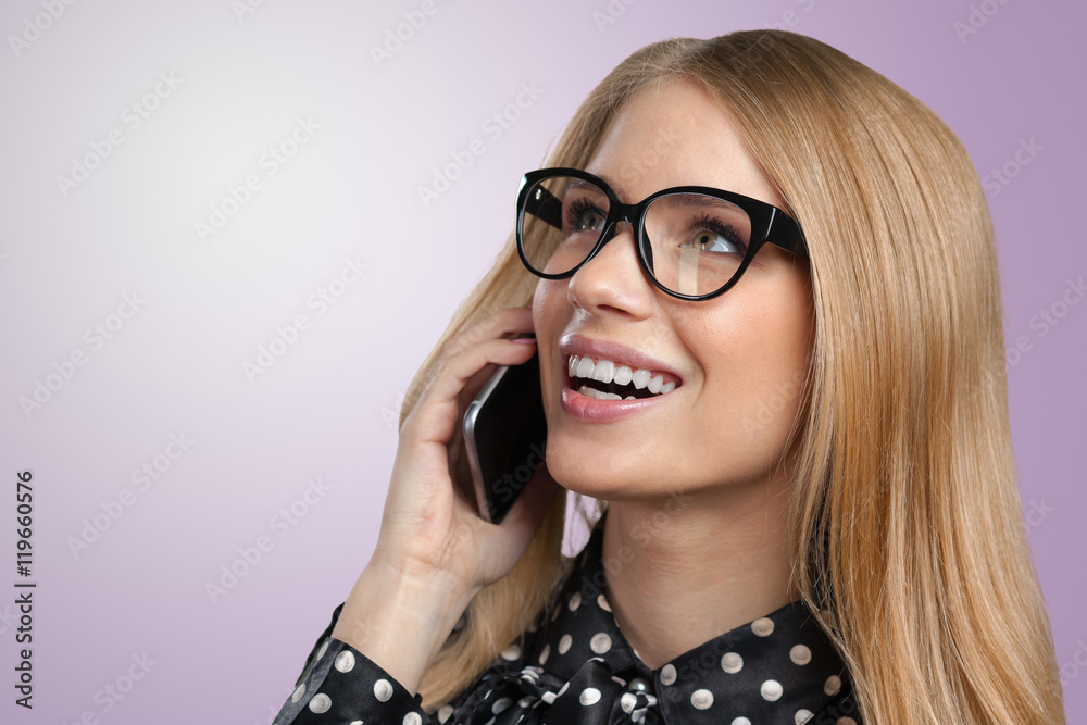Portrait of smiling business woman talking the phone Portrait of smiling business woman talking the phone