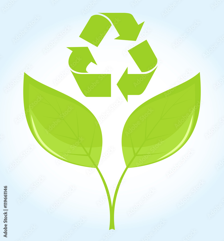 Recycle symbol icon with leaves