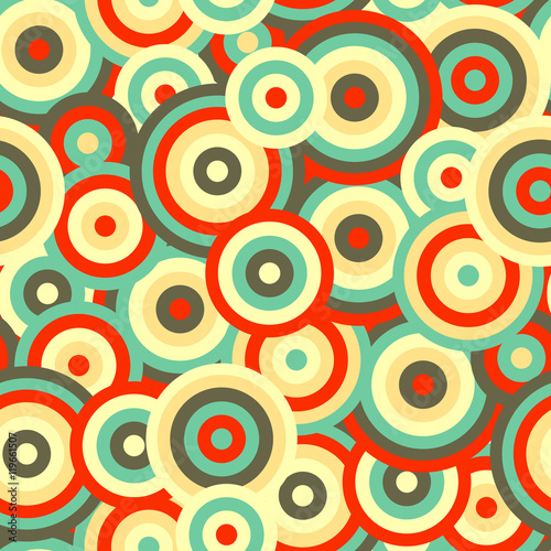 Circles in retro colours, seamless pattern