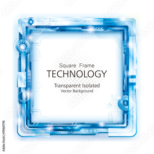 Transparent square technology frame abstract background.