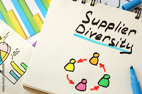Sign supplier diversity on a page of notebook.