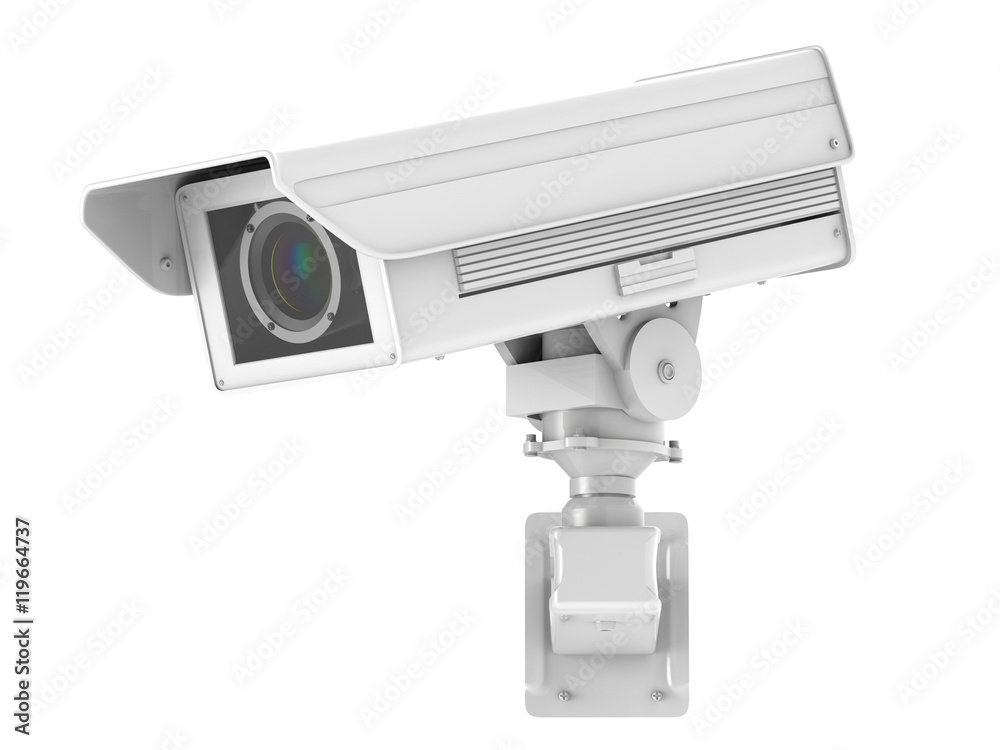 white cctv camera or security camera isolated on white white cctv camera or security camera isolated on white
