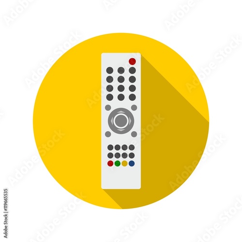 Tv remote control icon with long shadow. Flat style
