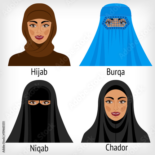 Muslim women in traditional headwear