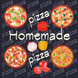 Vector Flat Homemade hot pizza icons set