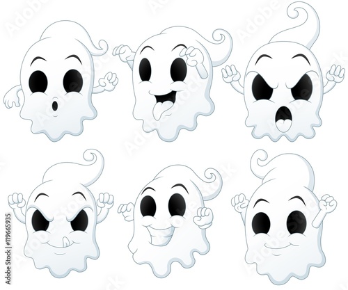 Set of Halloween ghost cartoon