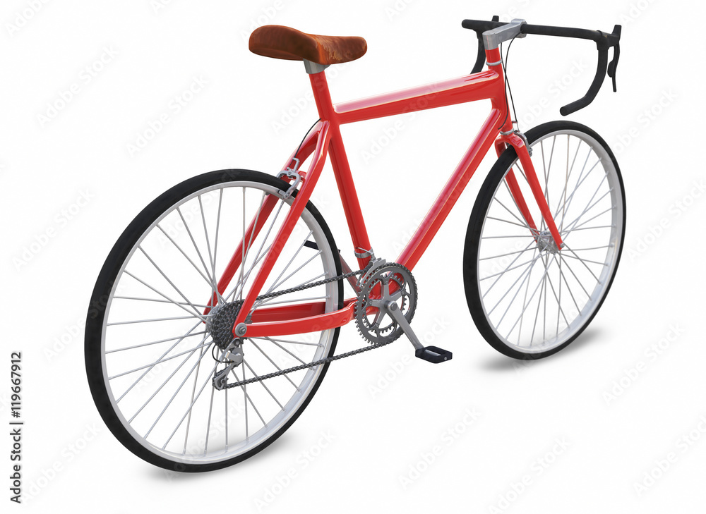 Red bicycle, Bike theme elements, Street speed sport bicycle, Bike isolated on white background, Sport track bike concept - 3d Rendering