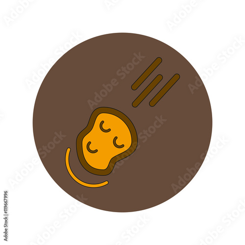 Vector illustration in flat design of space meteorite falling