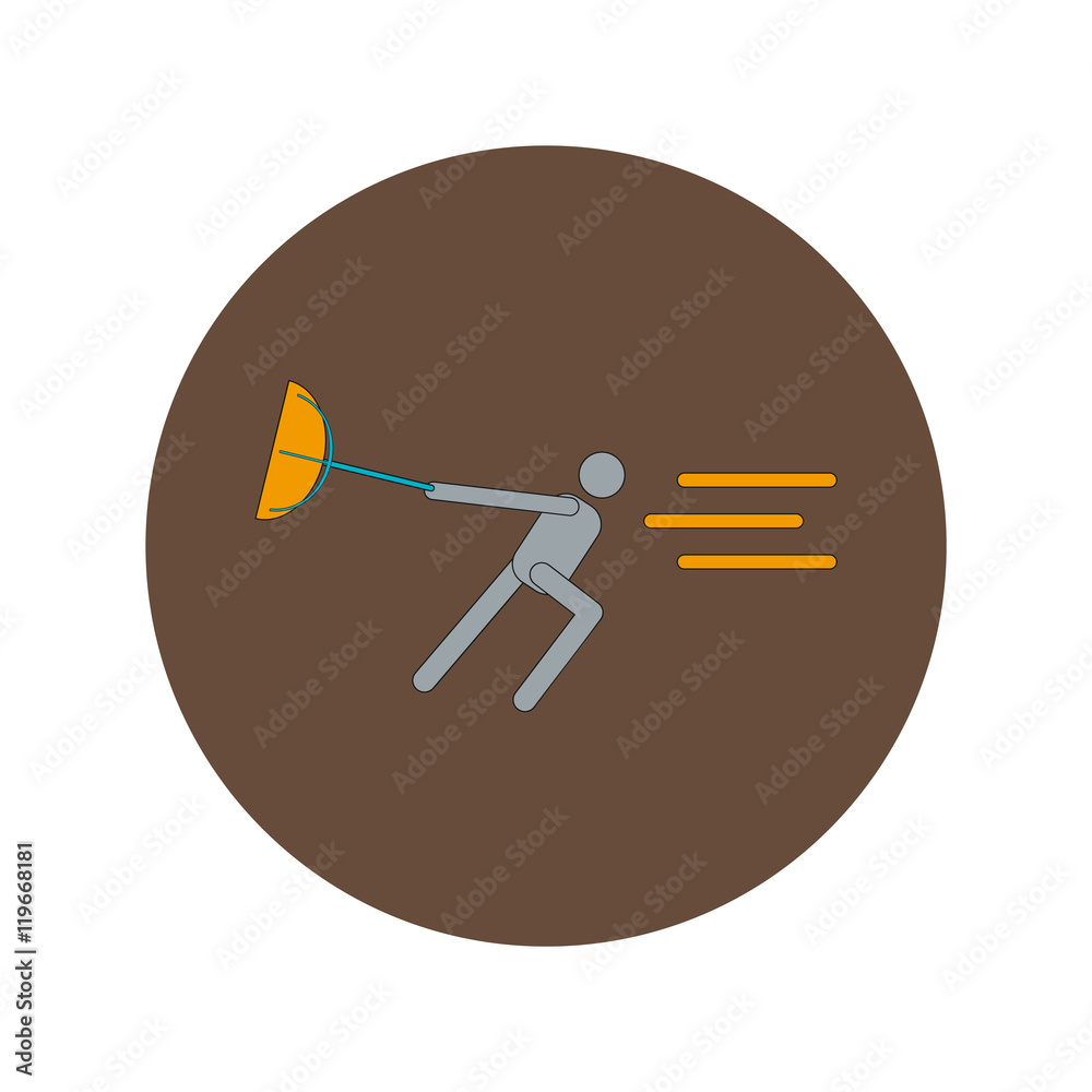 Vector illustration in flat design of man with umbrella in storm Vector illustration in flat design of man with umbrella in storm
