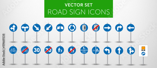 ROAD SIGNS | Znaki Drogowe Nakazu - vector icon PACK vol.3