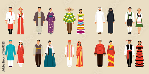 Collection of national costumes. Vector illustration