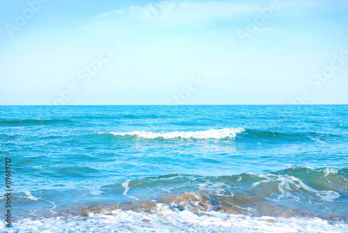 Waves on the blue sea