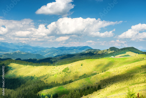 Green sunny valley in mountains © Pavlo Vakhrushev