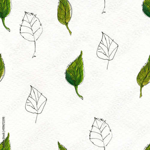 Seamless pattern with leaves photo