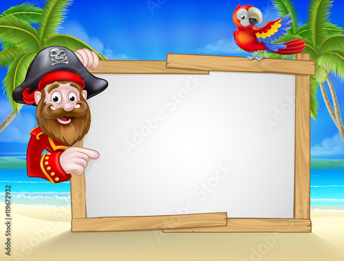 Cartoon Pirate Beach Background