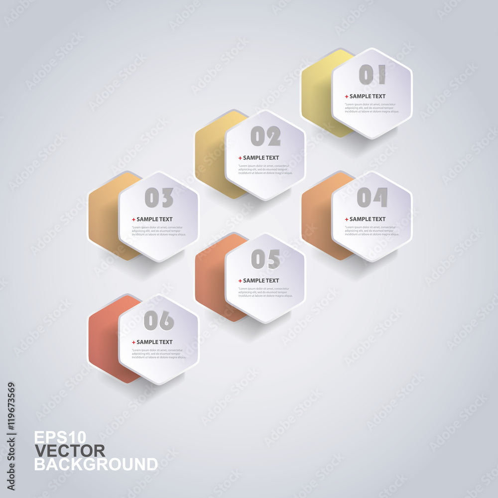 Colorful Paper Cut Infographics Design - Rounded Hexagons