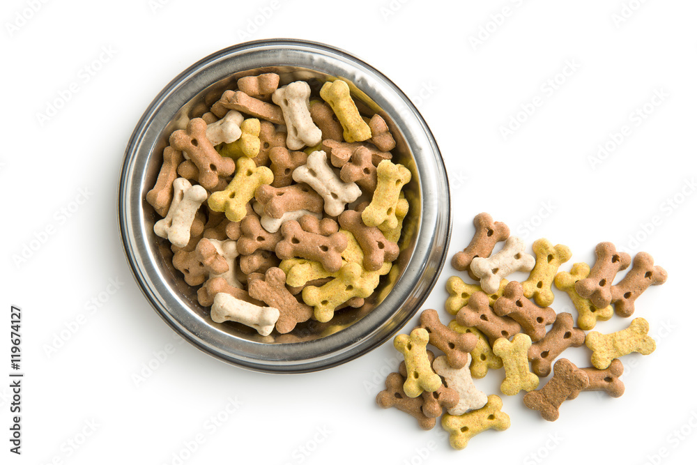 Dog food shaped like bones. Dog food shaped like bones.