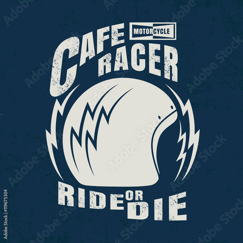 cafe racer typographic with helmet graphic for t-shirt,tee desig