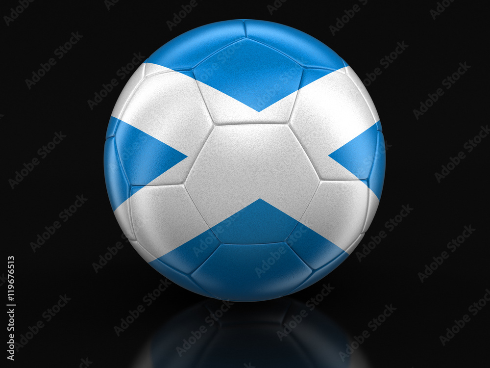Soccer football with Scottish flag. Image with clipping path Soccer football with Scottish flag. Image with clipping path
