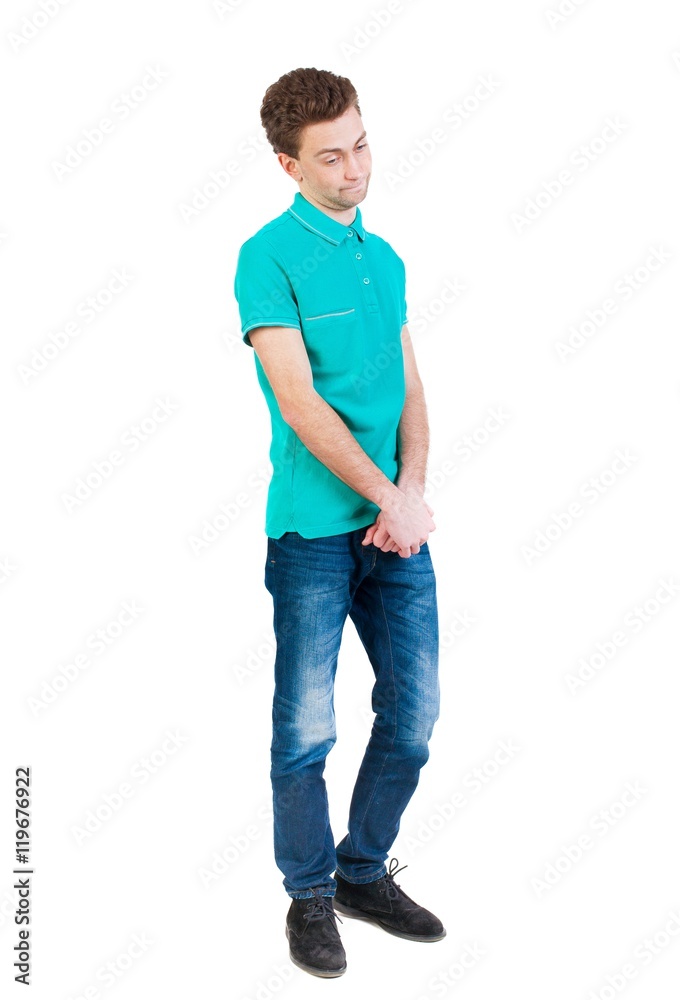 Fototapeta premium man hesitates. Isolated on white background