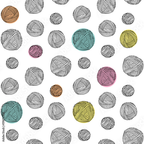 Yarn skeins, seamless background.