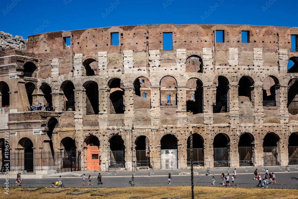 Iconic ancient Colosseum. Rome, Italy.