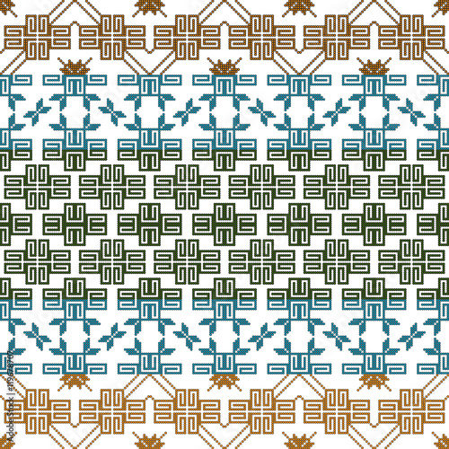scheme for embroidery abstract nordic pattern, made of pixels. Vector illustration