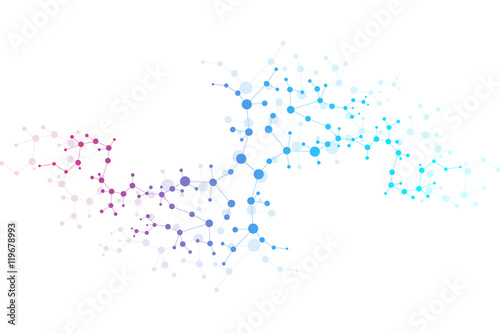 Structure molecule and communication Dna, atom, neurons. Science concept for your design. Connected lines with dots. Medical, technology, chemistry, science background. Vector illustration.