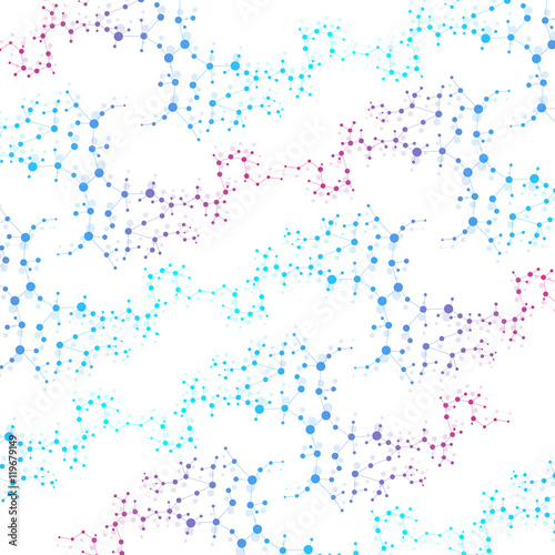 Structure molecule and communication Dna, atom, neurons. Science concept for your design. Connected lines with dots. Medical, technology, chemistry, science background. Vector illustration.