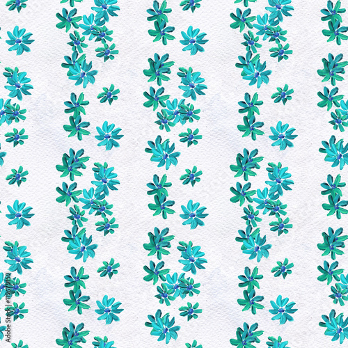 Seamless pattern with blue flowers