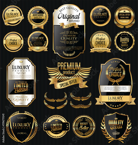 Golden sale labels retro vintage design collection 