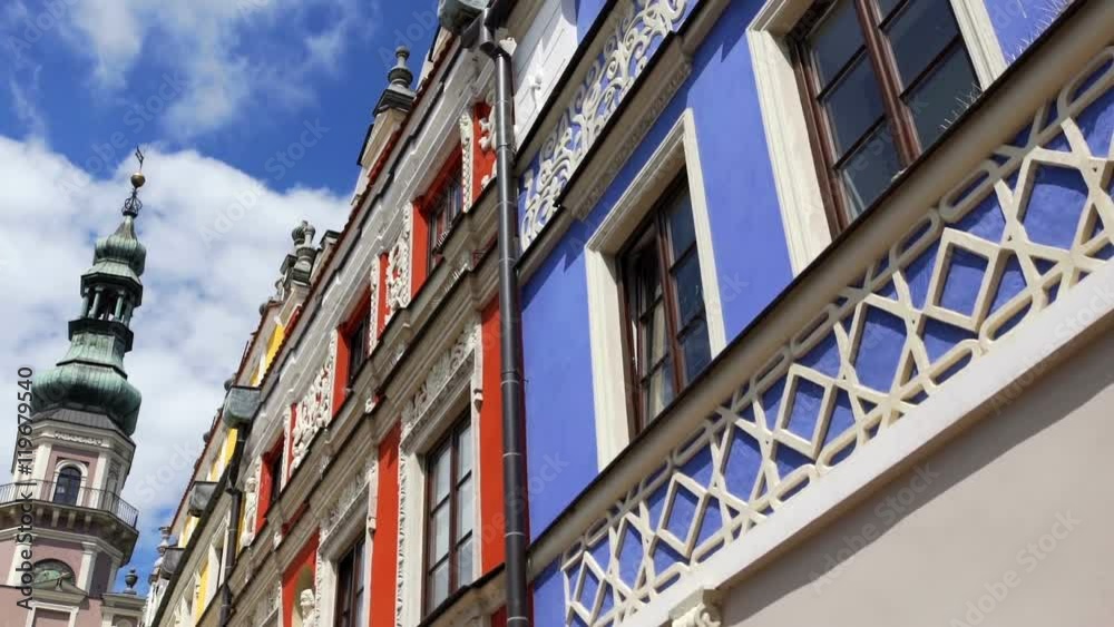 POLAND 2016: There is a beautiful blue, red and yellow exterior of tall buildings seen in this video. It is a nice summer day. Close-up shot.
POLAND 2016: There is a beautiful blue, red and yellow exterior of tall buildings seen in this video. It is a nice summer day. Close-up shot.