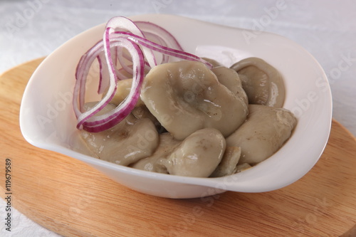 salted mushrooms with onions